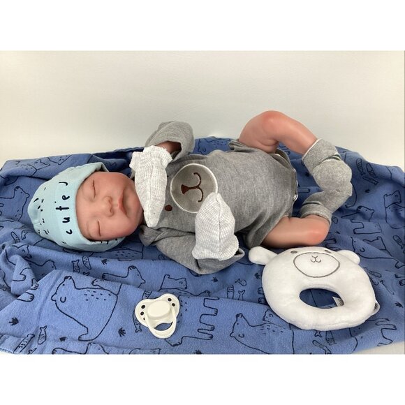 Reborn Doll Baby Boy Cloth Soft Rubber Vinyl Sleeping Play 17” Newborn Doll